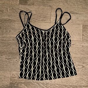 Caribbean Joe Black and White Tankini Bikini Top Size 14